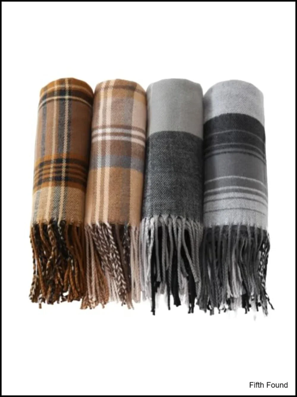 Unisex Tartan Plaid Winter Scarf Fringe Acrylic 71x11.8